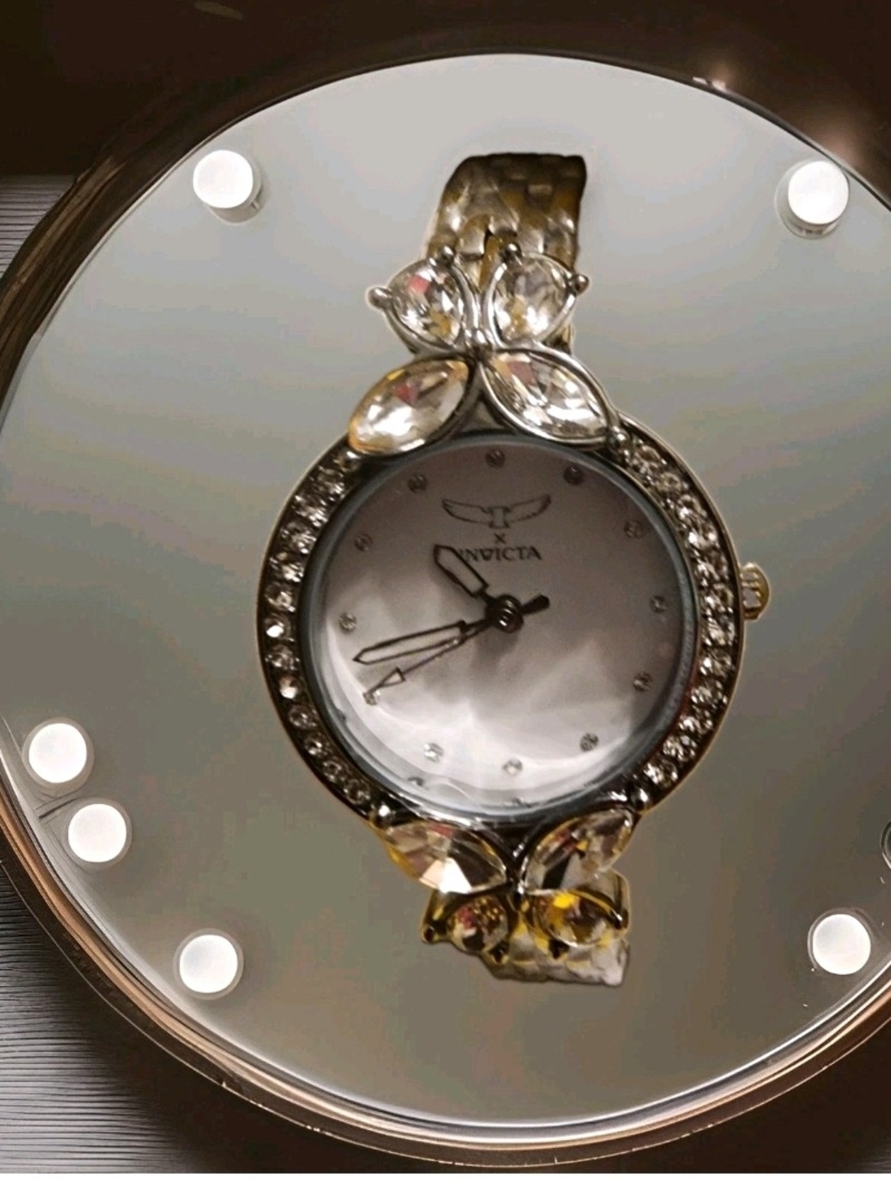 Invicta Silver-Tone Crystal Accent Women's Bracelet Watch